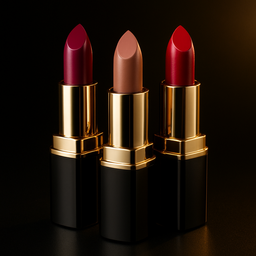 LexLash luxury lipstick collection in black and gold packaging